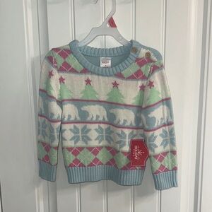 Holiday Time 2T Kids Festive Sweater - Blue, Pink, Green